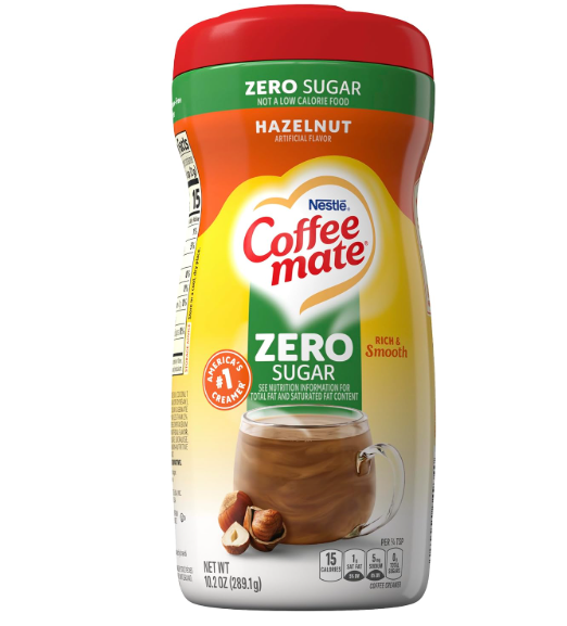 Coffee Mate Zero Sugar Hazelnut Powdered Coffee Creamer – 289g