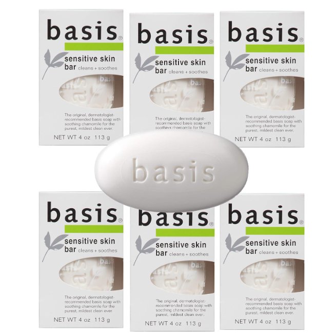 Basis Sensitive Skin Bar Soap with Chamomile & Aloe Vera – 6 Pack